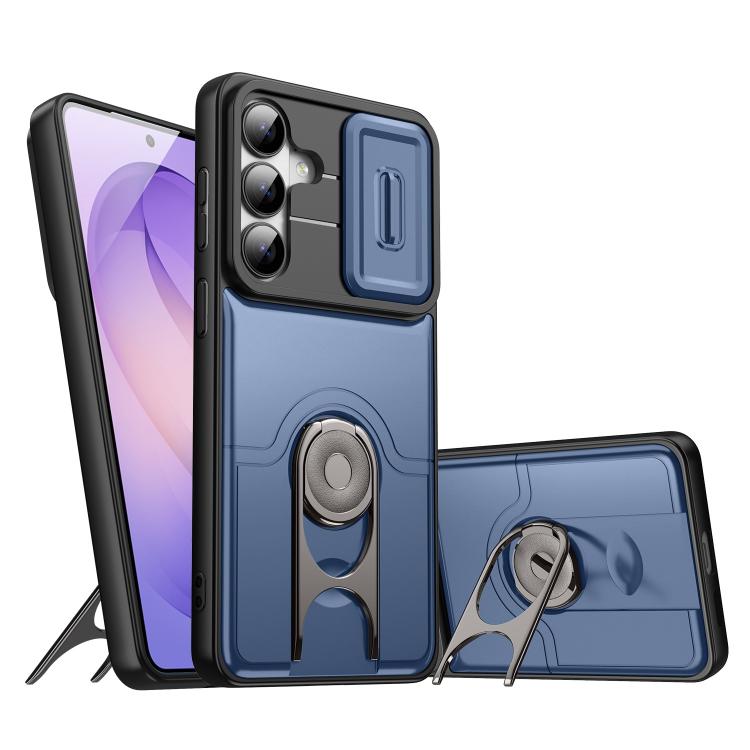 Cover scorrevole per fotocamera, supporto girevole 2 in 1, custodia per telefono antiurto con airbag., For Galaxy S26+ 5G, For Galaxy S26 Ultra 5G, For Galaxy S26 5G