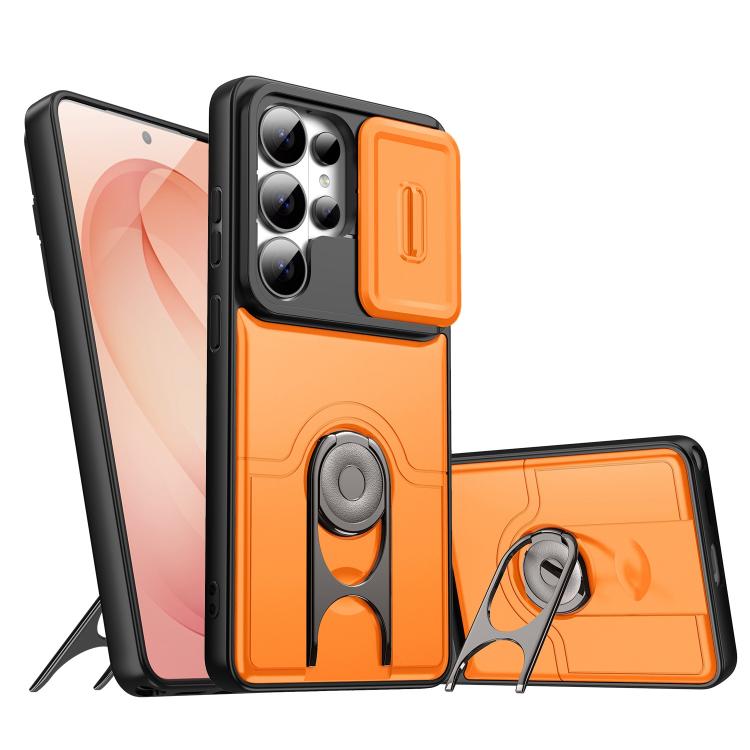 Cover scorrevole per fotocamera, supporto girevole 2 in 1, custodia per telefono antiurto con airbag., For Galaxy S26+ 5G, For Galaxy S26 Ultra 5G, For Galaxy S26 5G