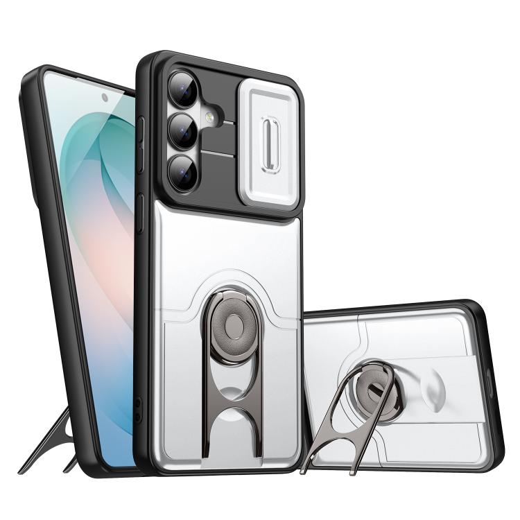 Cover scorrevole per fotocamera, supporto girevole 2 in 1, custodia per telefono antiurto con airbag., For Galaxy S26+ 5G, For Galaxy S26 Ultra 5G, For Galaxy S26 5G