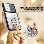 Cover scorrevole per fotocamera, supporto girevole 2 in 1, custodia per telefono antiurto con airbag., For Galaxy S26+ 5G, For Galaxy S26 Ultra 5G, For Galaxy S26 5G