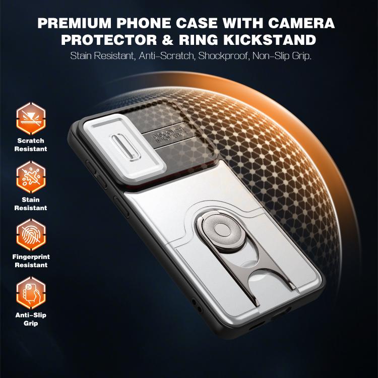 Cover scorrevole per fotocamera, supporto girevole 2 in 1, custodia per telefono antiurto con airbag., For Galaxy S26+ 5G, For Galaxy S26 Ultra 5G, For Galaxy S26 5G
