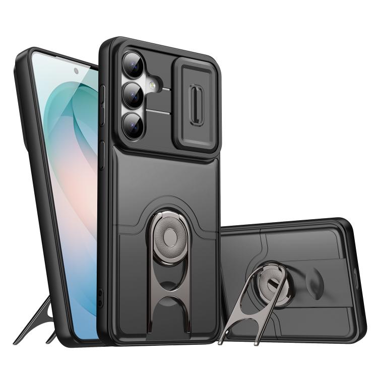 Cover scorrevole per fotocamera, supporto girevole 2 in 1, custodia per telefono antiurto con airbag., For Galaxy S26+ 5G, For Galaxy S26 Ultra 5G, For Galaxy S26 5G