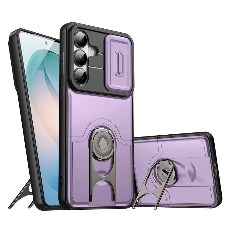 Cover scorrevole per fotocamera, supporto girevole 2 in 1, custodia per telefono antiurto con airbag., For Galaxy S26+ 5G, For Galaxy S26 Ultra 5G, For Galaxy S26 5G