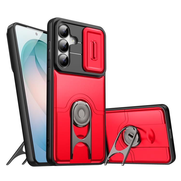 Cover scorrevole per fotocamera, supporto girevole 2 in 1, custodia per telefono antiurto con airbag., For Galaxy S26+ 5G, For Galaxy S26 Ultra 5G, For Galaxy S26 5G