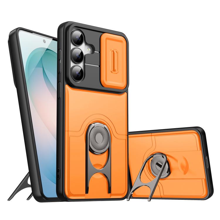 Cover scorrevole per fotocamera, supporto girevole 2 in 1, custodia per telefono antiurto con airbag., For Galaxy S26+ 5G, For Galaxy S26 Ultra 5G, For Galaxy S26 5G
