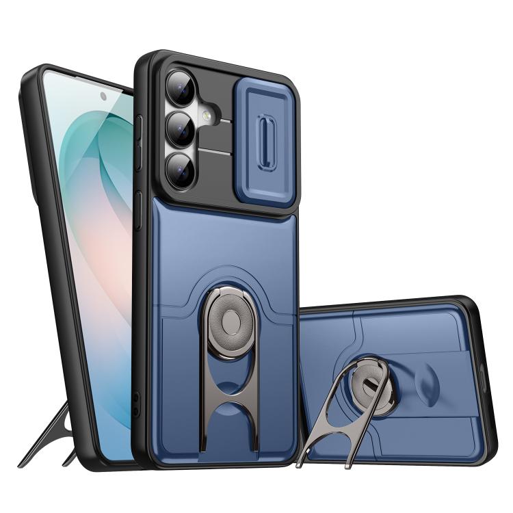 Cover scorrevole per fotocamera, supporto girevole 2 in 1, custodia per telefono antiurto con airbag., For Galaxy S26+ 5G, For Galaxy S26 Ultra 5G, For Galaxy S26 5G