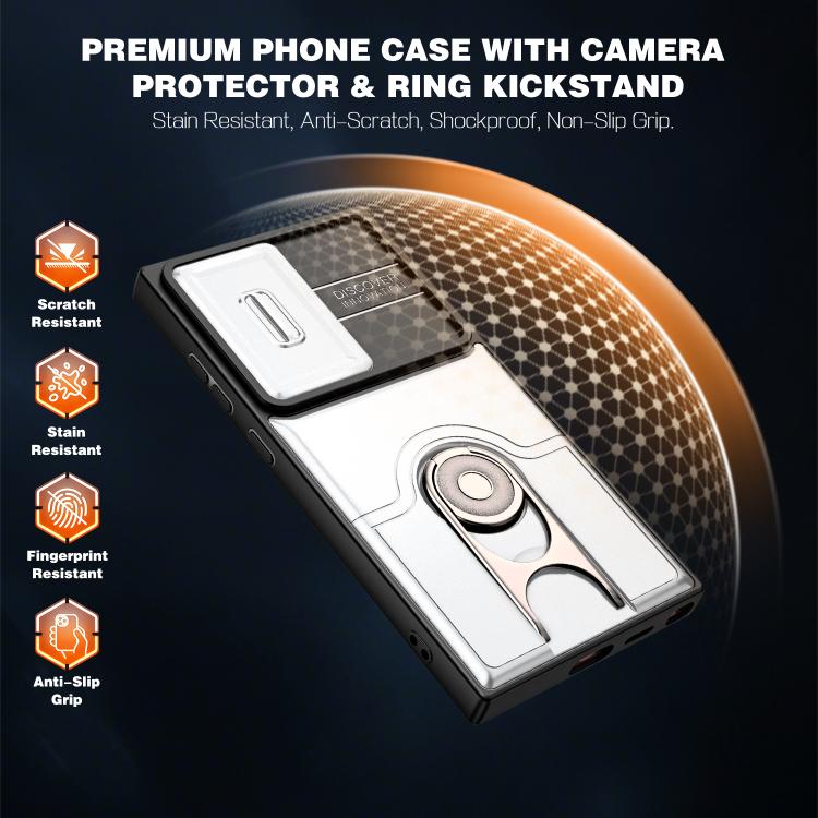 Cover scorrevole per fotocamera, supporto girevole 2 in 1, custodia per telefono antiurto con airbag., For Galaxy S24 Ultra 5G