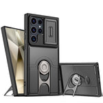 Cover scorrevole per fotocamera, supporto girevole 2 in 1, custodia per telefono antiurto con airbag., For Galaxy S24 Ultra 5G