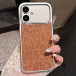 Custodia per telefono con finestra grande e stampa leopardata galvanizzata, For iPhone 17 Pro Max, For iPhone 17 Pro, For iPhone 17, For iPhone 16 Pro Max