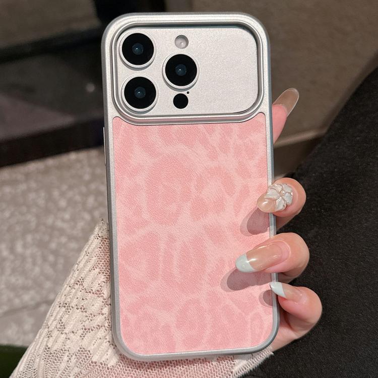Custodia per telefono con finestra grande e stampa leopardata galvanizzata, For iPhone 16 Pro, For iPhone 16, For iPhone 15 Pro Max, For iPhone 15 Pro