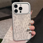 Custodia per telefono con finestra grande e stampa leopardata galvanizzata, For iPhone 16 Pro, For iPhone 16, For iPhone 15 Pro Max, For iPhone 15 Pro
