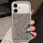 Custodia per telefono con finestra grande e stampa leopardata galvanizzata, For iPhone 16 Pro, For iPhone 16, For iPhone 15 Pro Max, For iPhone 15 Pro