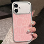 Custodia per telefono con finestra grande e stampa leopardata galvanizzata, For iPhone 16 Pro, For iPhone 16, For iPhone 15 Pro Max, For iPhone 15 Pro