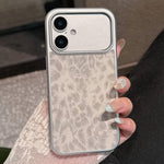 Custodia per telefono con finestra grande e stampa leopardata galvanizzata, For iPhone 16 Pro, For iPhone 16, For iPhone 15 Pro Max, For iPhone 15 Pro