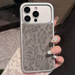 Custodia per telefono con finestra grande e stampa leopardata galvanizzata, For iPhone 16 Pro, For iPhone 16, For iPhone 15 Pro Max, For iPhone 15 Pro