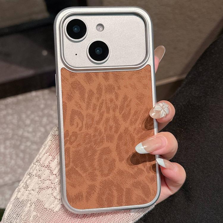 Custodia per telefono con finestra grande e stampa leopardata galvanizzata, For iPhone 15, For iPhone 14, For iPhone 14 Pro, For iPhone 14 Pro Max
