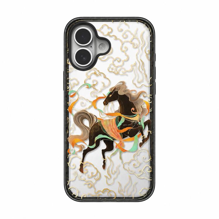 Custodia per telefono in acrilico TPU con motivo a cavallo in stile cinese, For iPhone 16 Plus, For iPhone 16, For iPhone 15 Pro Max, For iPhone 15 Pro, For iPhone 15 Plus, For iPhone 15