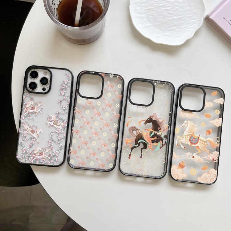 Custodia per telefono in acrilico TPU con motivo a cavallo in stile cinese, For iPhone 17 Pro Max, For iPhone 17 Pro, For iPhone 17, For iPhone Air, For iPhone 16 Pro Max, For iPhone 16 Pro