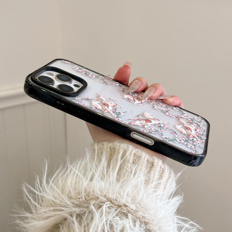 Custodia per telefono in acrilico TPU con motivo a cavallo in stile cinese, For iPhone 16 Plus, For iPhone 16, For iPhone 15 Pro Max, For iPhone 15 Pro, For iPhone 15 Plus, For iPhone 15