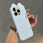Simpatica custodia per telefono in silicone antiurto con orecchie di gatto 3D., For iPhone 16 Pro Max, For iPhone 16 Pro, For iPhone 16 Plus, For iPhone 16