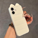 Simpatica custodia per telefono in silicone antiurto con orecchie di gatto 3D., For iPhone 16 Pro Max, For iPhone 16 Pro, For iPhone 16 Plus, For iPhone 16