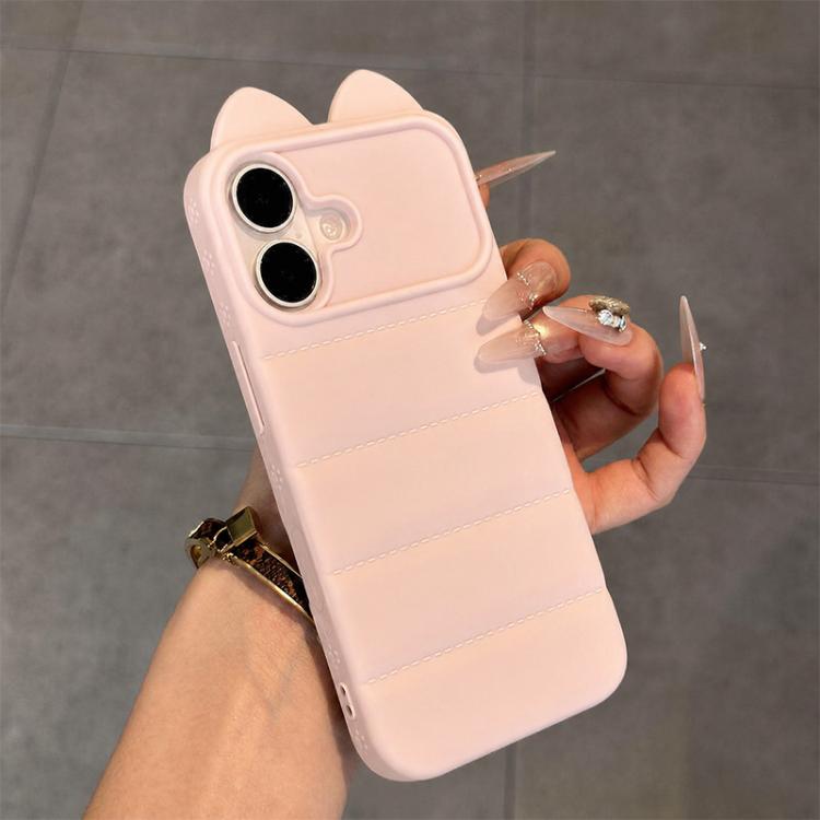 Simpatica custodia per telefono in silicone antiurto con orecchie di gatto 3D., For iPhone 16 Pro Max, For iPhone 16 Pro, For iPhone 16 Plus, For iPhone 16