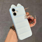 Simpatica custodia per telefono in silicone antiurto con orecchie di gatto 3D., For iPhone 16 Pro Max, For iPhone 16 Pro, For iPhone 16 Plus, For iPhone 16