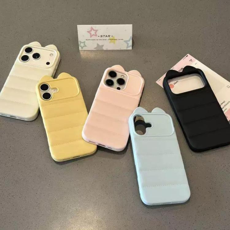 Simpatica custodia per telefono in silicone antiurto con orecchie di gatto 3D., For iPhone 15 Pro Max, For iPhone 15 Pro, For iPhone 15 Plus, For iPhone 15