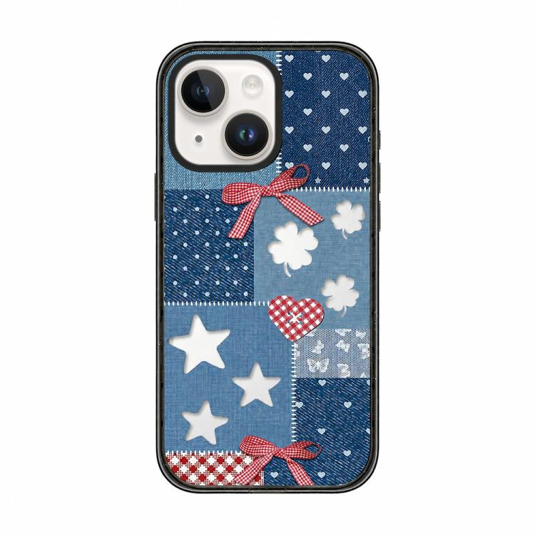 Custodia per telefono in TPU acrilico con motivo floreale denim, For iPhone 16 Plus, For iPhone 16, For iPhone 15 Pro Max, For iPhone 15 Pro, For iPhone 15 Plus, For iPhone 15