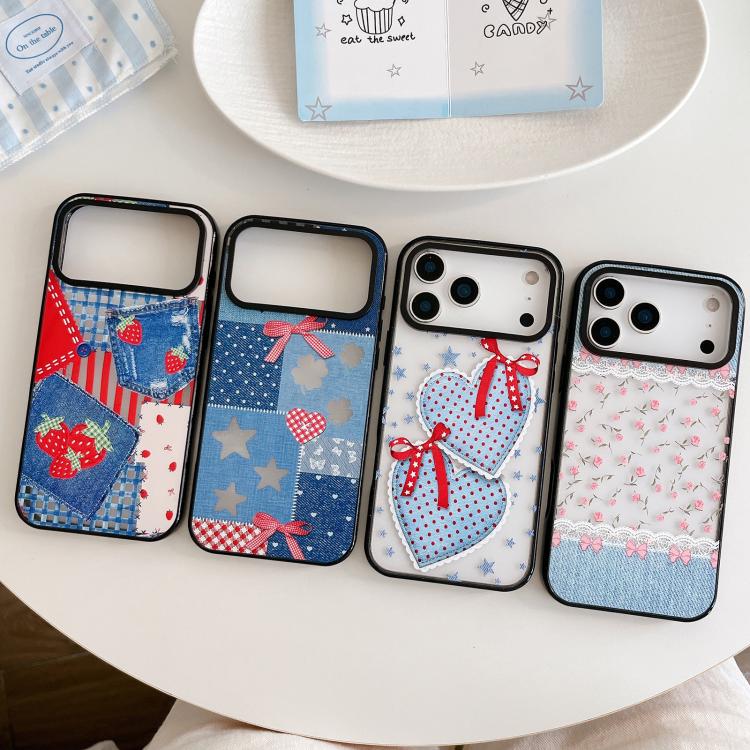 Custodia per telefono in TPU acrilico con motivo floreale denim, For iPhone 14 Plus, For iPhone 14, For iPhone 14 Pro, For iPhone 14 Pro Max, For iPhone 13 Pro Max, For iPhone 13 Pro