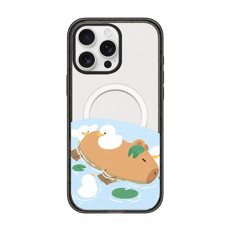 Custodia magnetica in acrilico TPU con stampa di un simpatico capibara in stile cartone animato., For iPhone 16 Pro Max, For iPhone 16 Pro, For iPhone 16 Plus, For iPhone 16