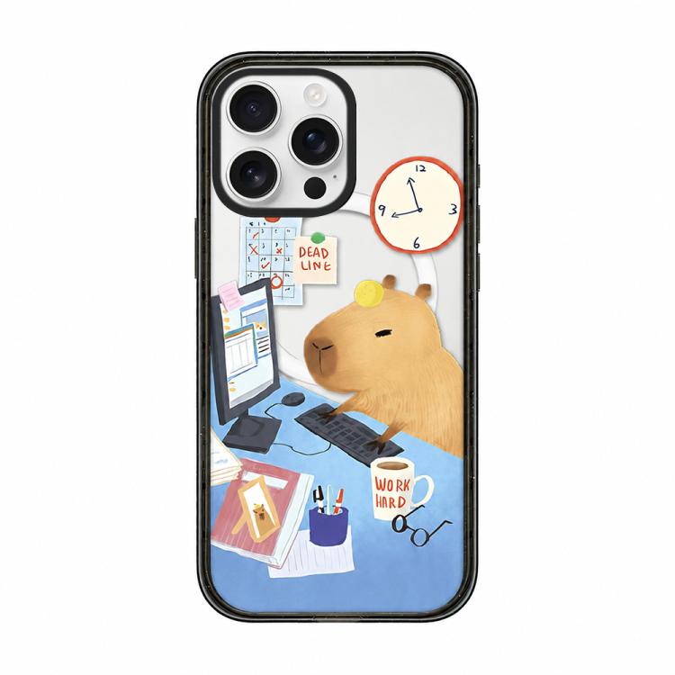 Custodia magnetica in acrilico TPU con stampa di un simpatico capibara in stile cartone animato., For iPhone 16 Pro Max, For iPhone 16 Pro, For iPhone 16 Plus, For iPhone 16