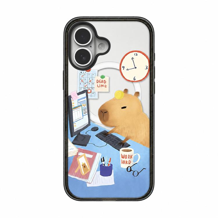 Custodia magnetica in acrilico TPU con stampa di un simpatico capibara in stile cartone animato., For iPhone 16 Pro Max, For iPhone 16 Pro, For iPhone 16 Plus, For iPhone 16