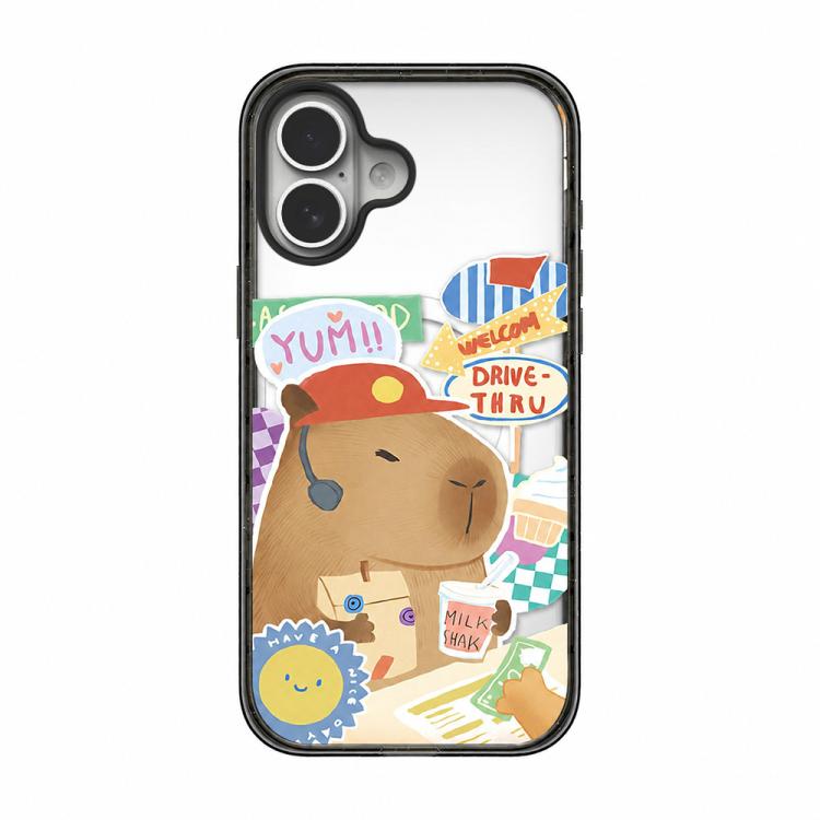 Custodia magnetica in acrilico TPU con stampa di un simpatico capibara in stile cartone animato., For iPhone 16 Pro Max, For iPhone 16 Pro, For iPhone 16 Plus, For iPhone 16