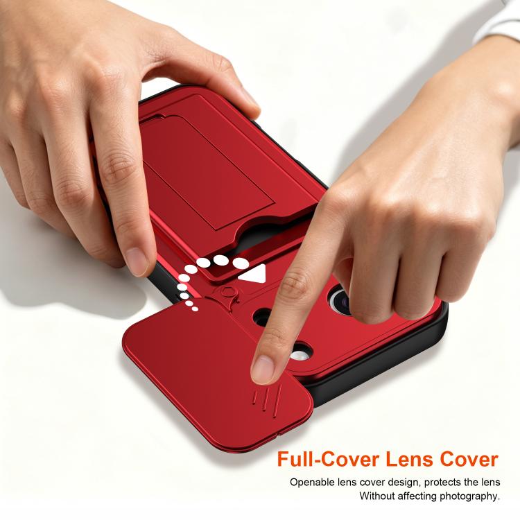 Serie porta carte, copertura scorrevole per obiettivo, custodia ibrida in PC e TPU per telefono, For iPhone 17 Pro Max, For iPhone 17 Pro, For iPhone 17, For iPhone 16 Pro Max