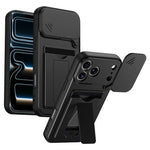 Serie porta carte, copertura scorrevole per obiettivo, custodia ibrida in PC e TPU per telefono, For iPhone 17 Pro Max, For iPhone 17 Pro, For iPhone 17, For iPhone 16 Pro Max