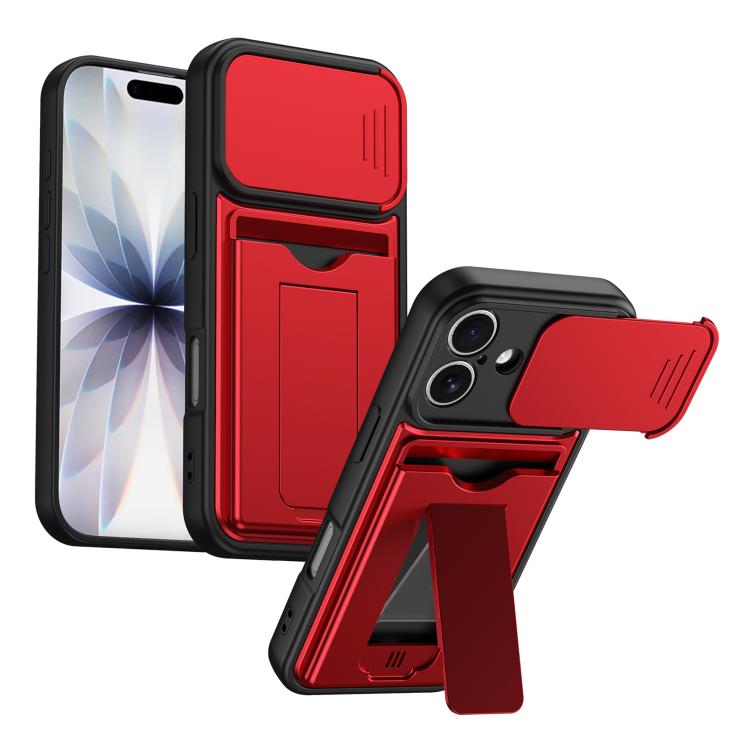 Serie porta carte, copertura scorrevole per obiettivo, custodia ibrida in PC e TPU per telefono, For iPhone 17 Pro Max, For iPhone 17 Pro, For iPhone 17, For iPhone 16 Pro Max