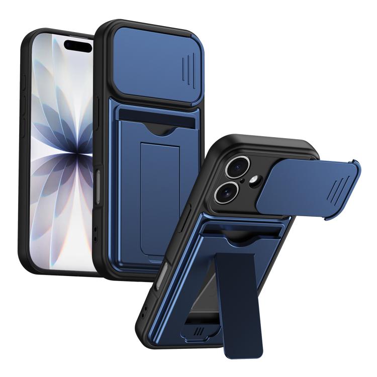 Serie porta carte, copertura scorrevole per obiettivo, custodia ibrida in PC e TPU per telefono, For iPhone 17 Pro Max, For iPhone 17 Pro, For iPhone 17, For iPhone 16 Pro Max