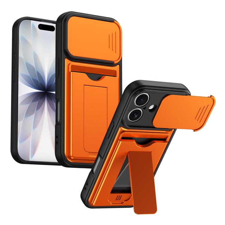 Serie porta carte, copertura scorrevole per obiettivo, custodia ibrida in PC e TPU per telefono, For iPhone 17 Pro Max, For iPhone 17 Pro, For iPhone 17, For iPhone 16 Pro Max