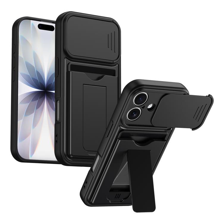 Serie porta carte, copertura scorrevole per obiettivo, custodia ibrida in PC e TPU per telefono, For iPhone 17 Pro Max, For iPhone 17 Pro, For iPhone 17, For iPhone 16 Pro Max