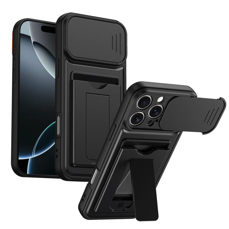 Serie porta carte, copertura scorrevole per obiettivo, custodia ibrida in PC e TPU per telefono, For iPhone 17 Pro Max, For iPhone 17 Pro, For iPhone 17, For iPhone 16 Pro Max