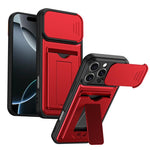 Serie porta carte, copertura scorrevole per obiettivo, custodia ibrida in PC e TPU per telefono, For iPhone 16 Pro, For iPhone 16