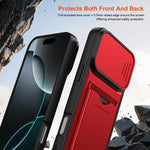Serie porta carte, copertura scorrevole per obiettivo, custodia ibrida in PC e TPU per telefono, For iPhone 16 Pro, For iPhone 16