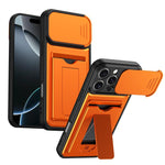 Serie porta carte, copertura scorrevole per obiettivo, custodia ibrida in PC e TPU per telefono, For iPhone 16 Pro, For iPhone 16
