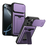 Serie porta carte, copertura scorrevole per obiettivo, custodia ibrida in PC e TPU per telefono, For iPhone 16 Pro, For iPhone 16