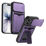 Serie porta carte, copertura scorrevole per obiettivo, custodia ibrida in PC e TPU per telefono, For iPhone 16 Pro, For iPhone 16