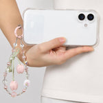Ciondolo da polso per cellulare con perline a forma di fiore di tulipano e laccetto di sicurezza per donne e ragazze.