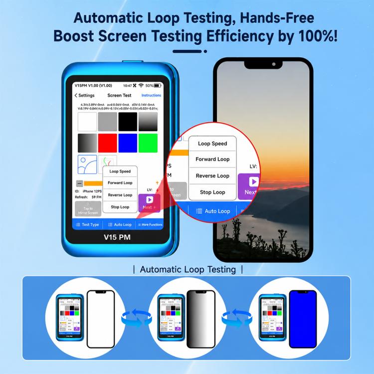 JCID V15PM Professional LCD Touch Screen Tester with 7-16 Pro Max Test Flex Cable, V15PM Screen Tester with 7-16 Flex Cable