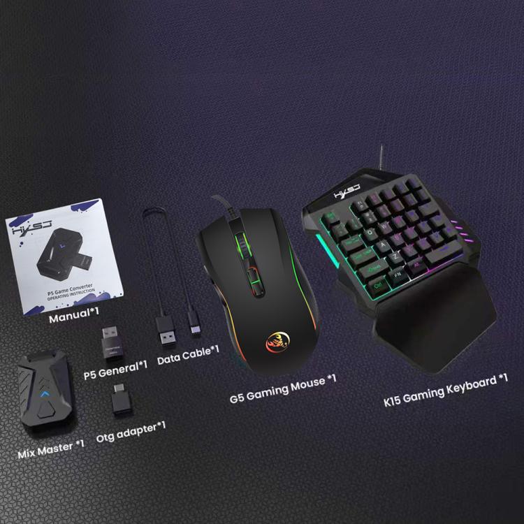HXSJ Master-P5+V100+A869 Gaming Keyboard and Mouse Adapter Set for PS5, Master-P5+V100+A869