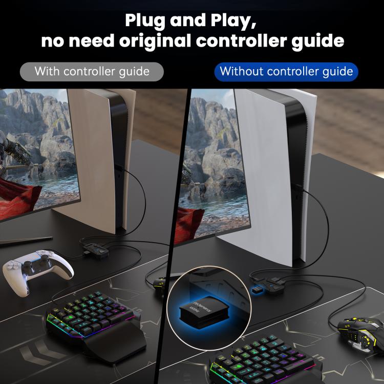 HXSJ Master-P5+V100+A869 Gaming Keyboard and Mouse Adapter Set for PS5, Master-P5+V100+A869